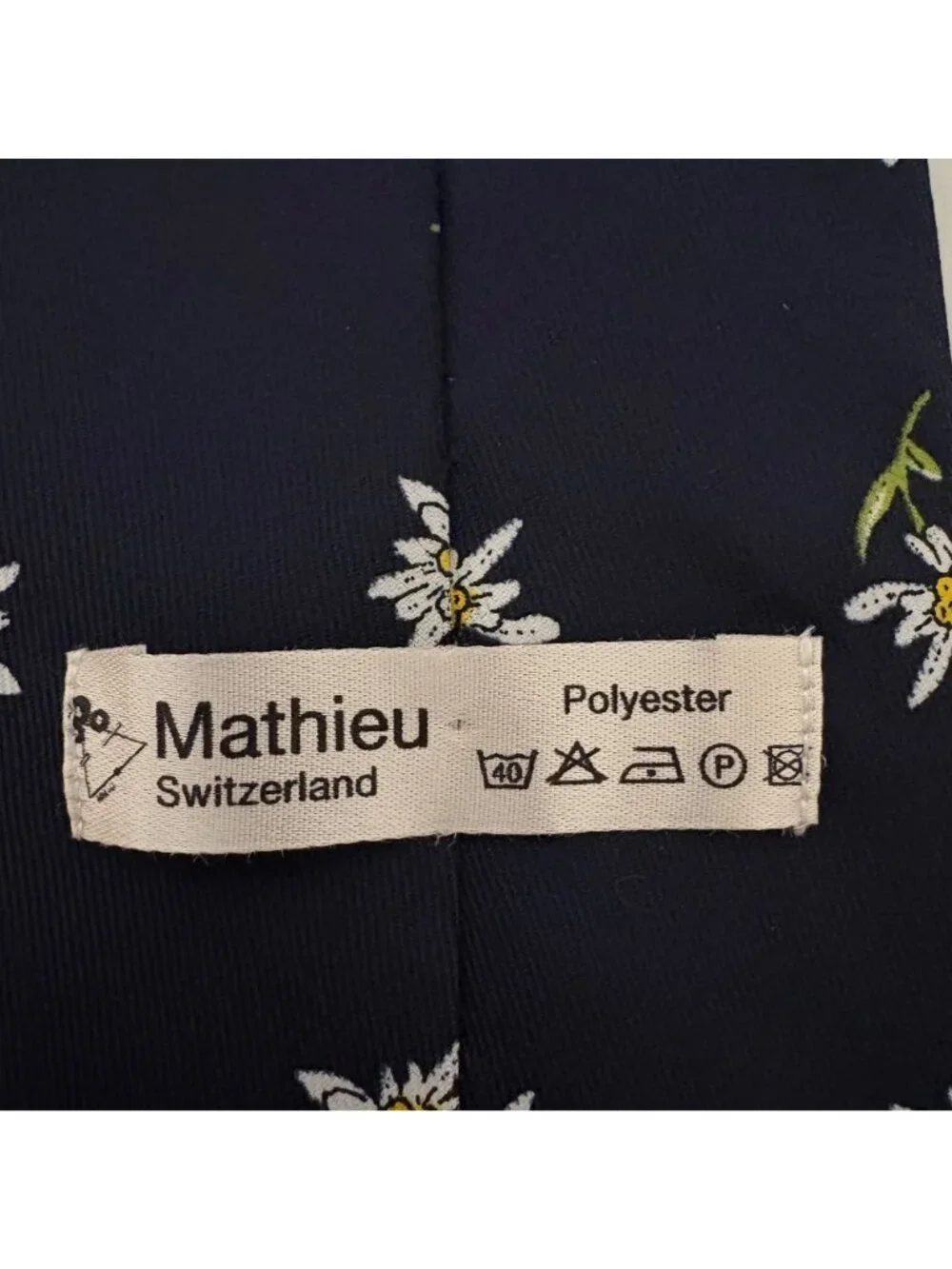 Mathieu Switzerland Polyester Tie Floral Mens Necktie Classic Office Dad Gift